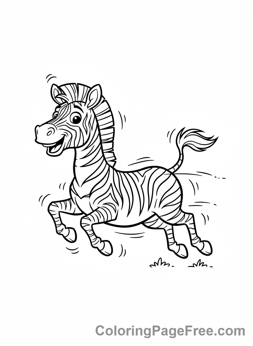 Zebra coloring page - Zebra running happy