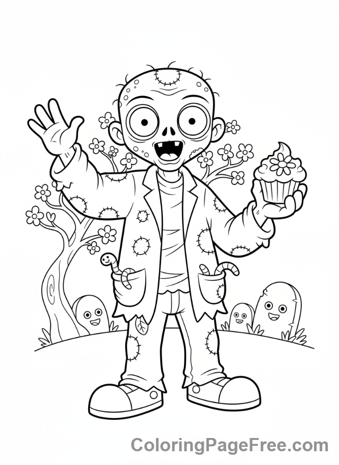 Zombie coloring page - Friendly zombie standing
