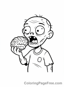 Zombie coloring page - Zombie eating brain