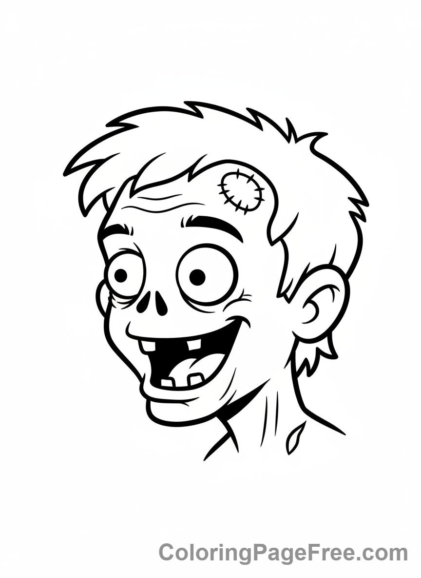Zombie coloring page - Zombie head profile
