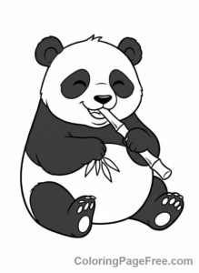 Zoo Animals coloring page - Panda Eating Bamboo