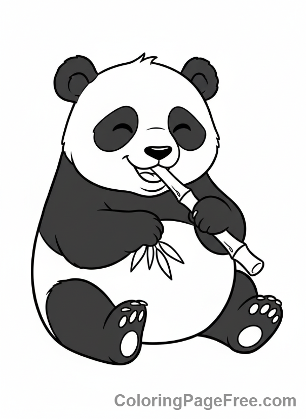 Zoo Animals coloring page - Panda Eating Bamboo