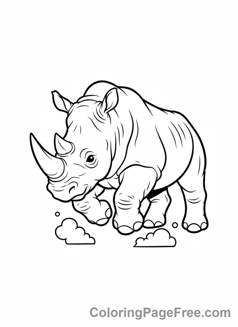 Zoo Animals coloring page - Rhino Running Fast