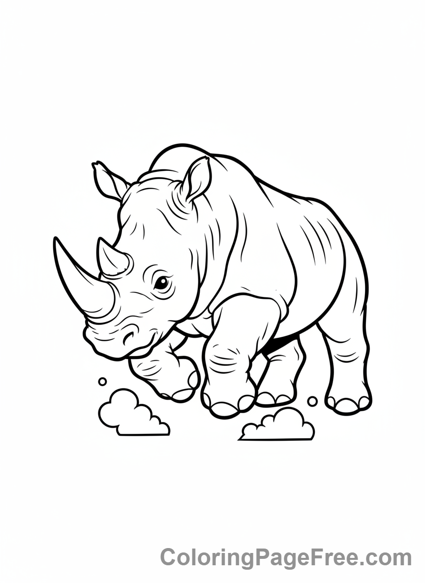 Zoo Animals coloring page - Rhino Running Fast